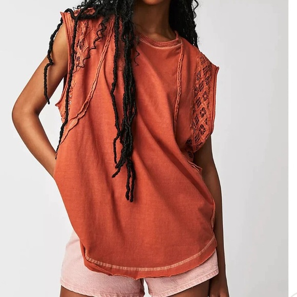 Free People Tops - Free People Women’s Table for Two Tee Tunic Top Color Bronzer Size XS